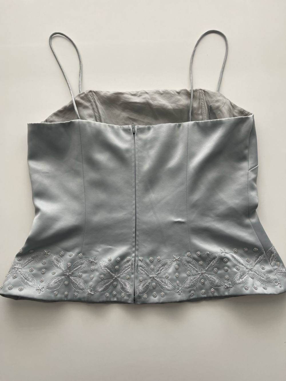 Donna Morgan VTG Light Blue Satin Beaded Camisole - Picture 5 of 7